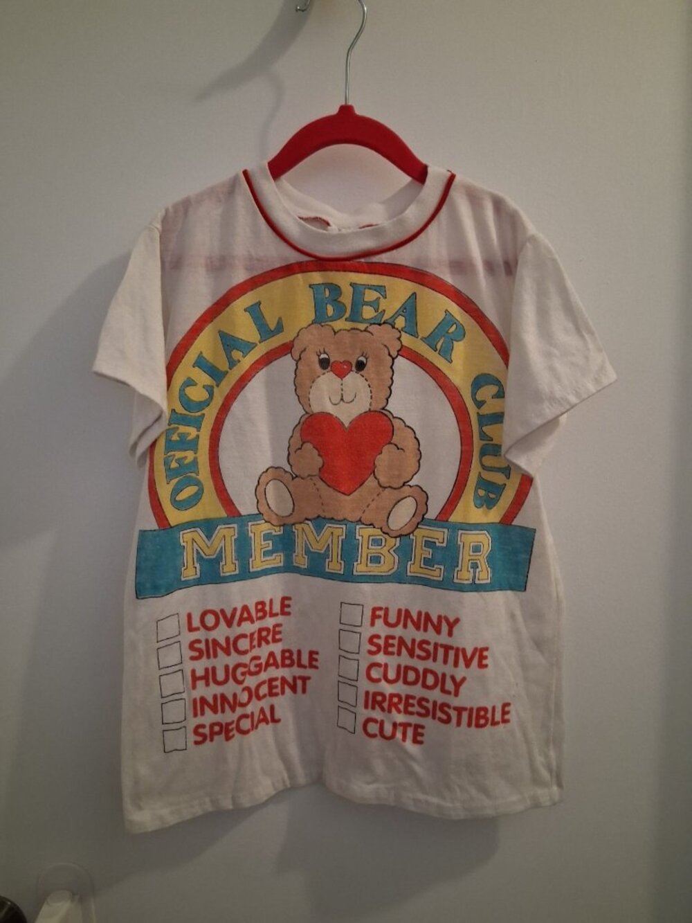 Vintage Official Bear Club Member T-Shirt Nightgown 80s/90s Girls Size 6
